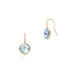 Discount Kolczyki złote blue topaz i brylanty Kolczyki